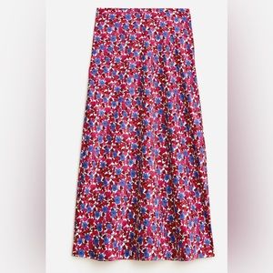 NWT J Crew Silk Slip Skirt in Floral Pattern Size L